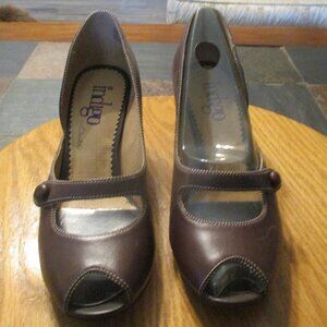 Brand new Indigo by Clarks 7M Cafe Brn Leather Flash Heel Shoes 7m